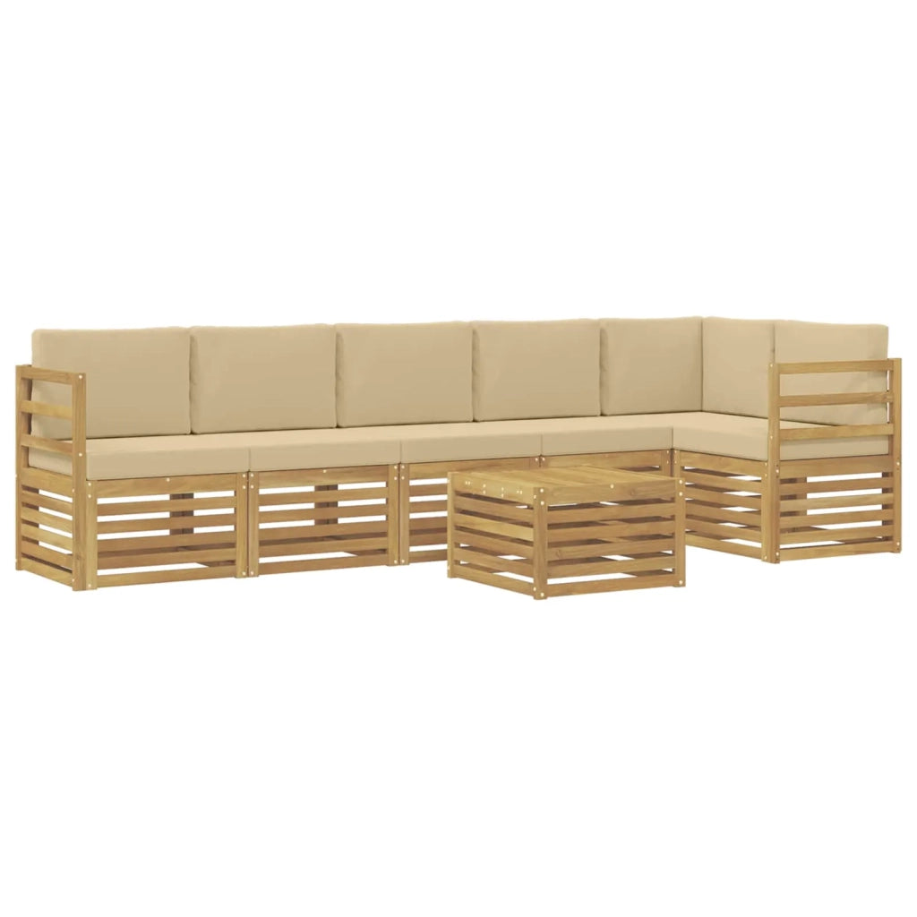 Set di divani da esterno 7 pcs Bianco e Beige 59 x 59 x 37 cm