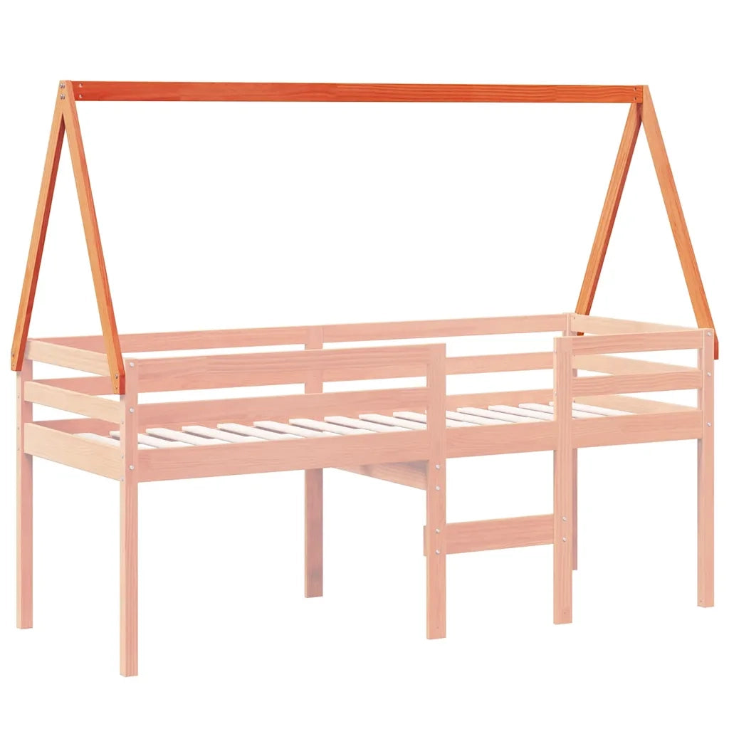 Tetto Letto Bambini Marrone Cera 199x95,5x88 cm Massello Pino