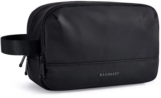 Toilette per uomini, borsa toilette per viaggio per uomini, impermeabile, contenitore per oggetti da toeletta di dimensioni standard, leggero, nero