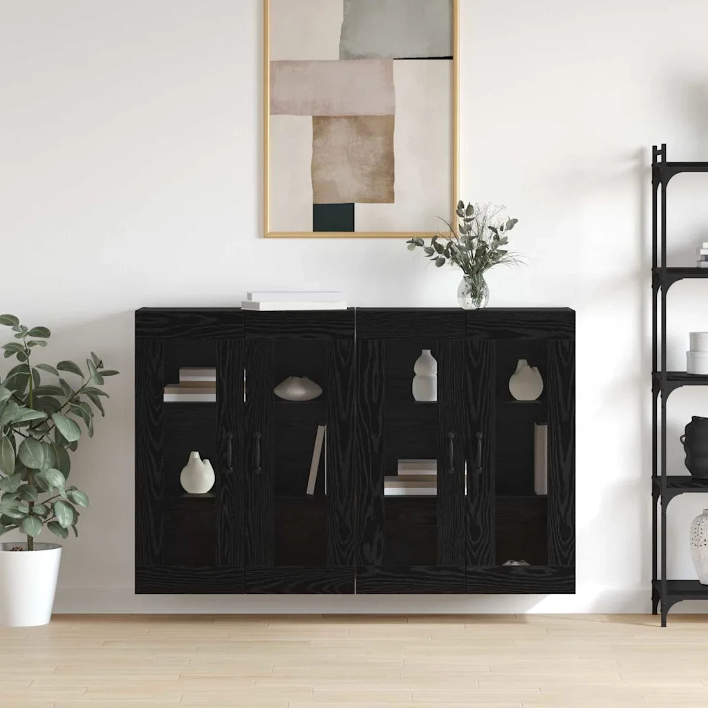 vidaXL Armadi da Muro 2 pcs Rovere nero 69.5 x 34 x 90 cm