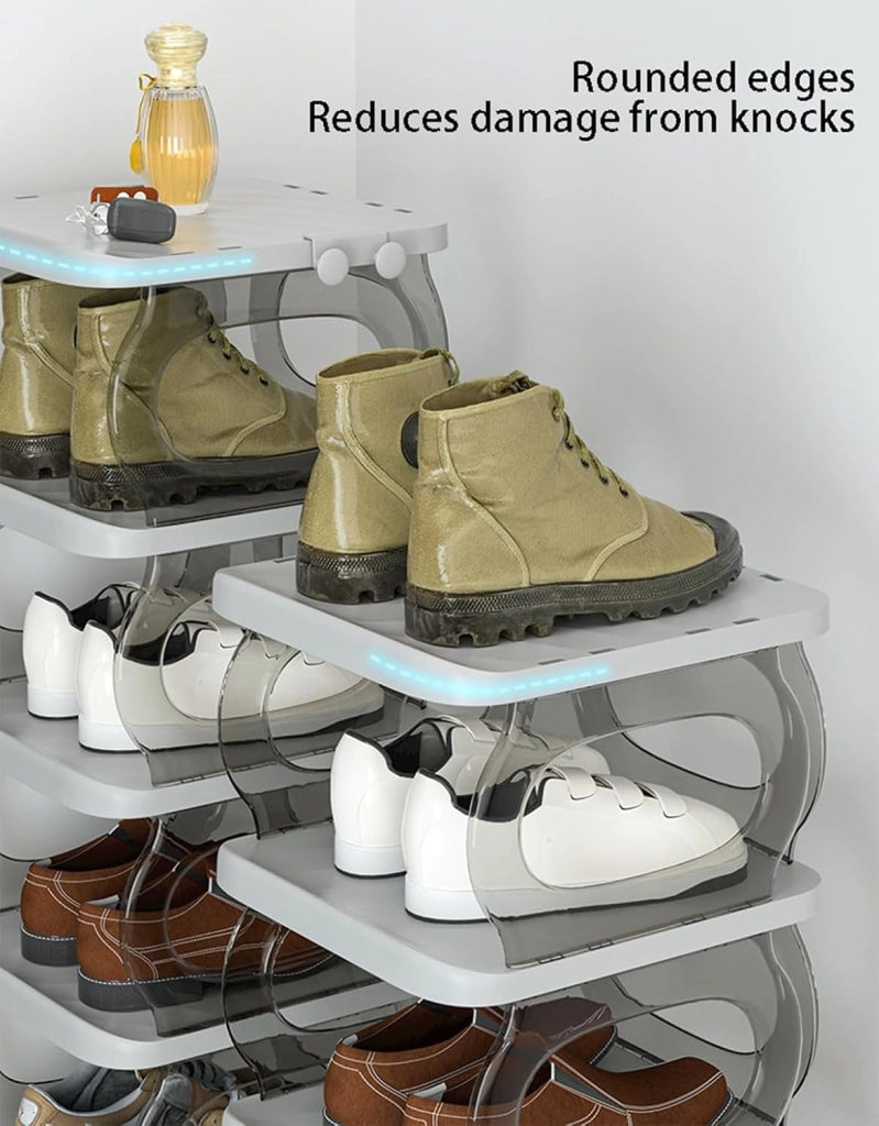 scarpiera Organizzatore di stoccaggio per scarpiera multistrato, ripiano per scarpe verticale alto in plastica per ingresso, autoportante per piccoli spazi, organizer per scarpe, per bagno, soggi