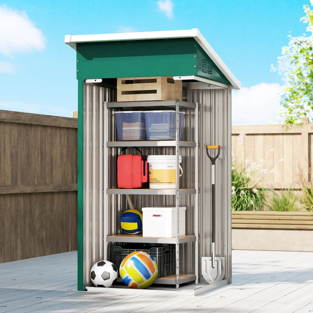 Caseta Giardino Esterno Metallo Verde 107,5x91x185 cm ¨C zephmum ¨C 0,74 m2