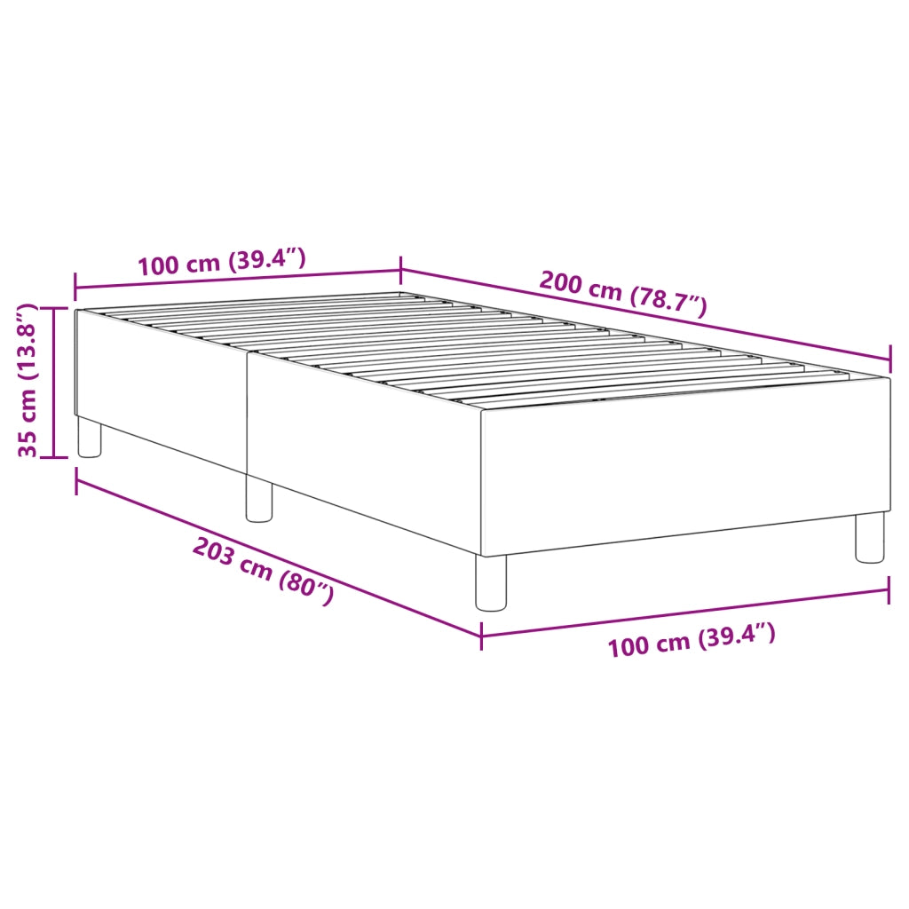 Letto Box Spring Grigio Chiaro 100x200 cm Tessuto a Coste