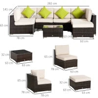Mobili da Giardino in Rattan e Alluminio Set 8 Pezzi, Salotto da Giardino Componibile con Divani e Tavolino da Esterno