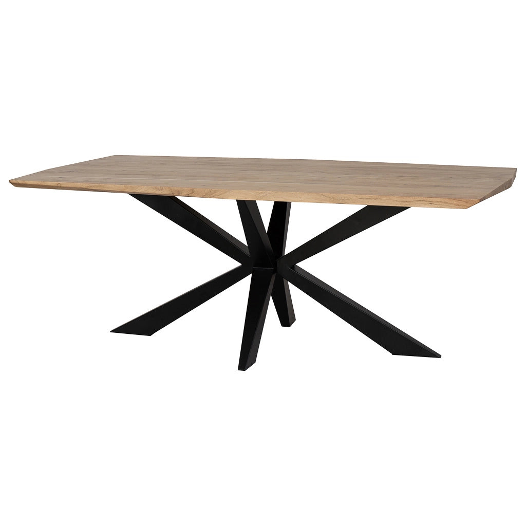 Tavolo da pranzo bordo conico in legno di acacia naturale 200x100x76h