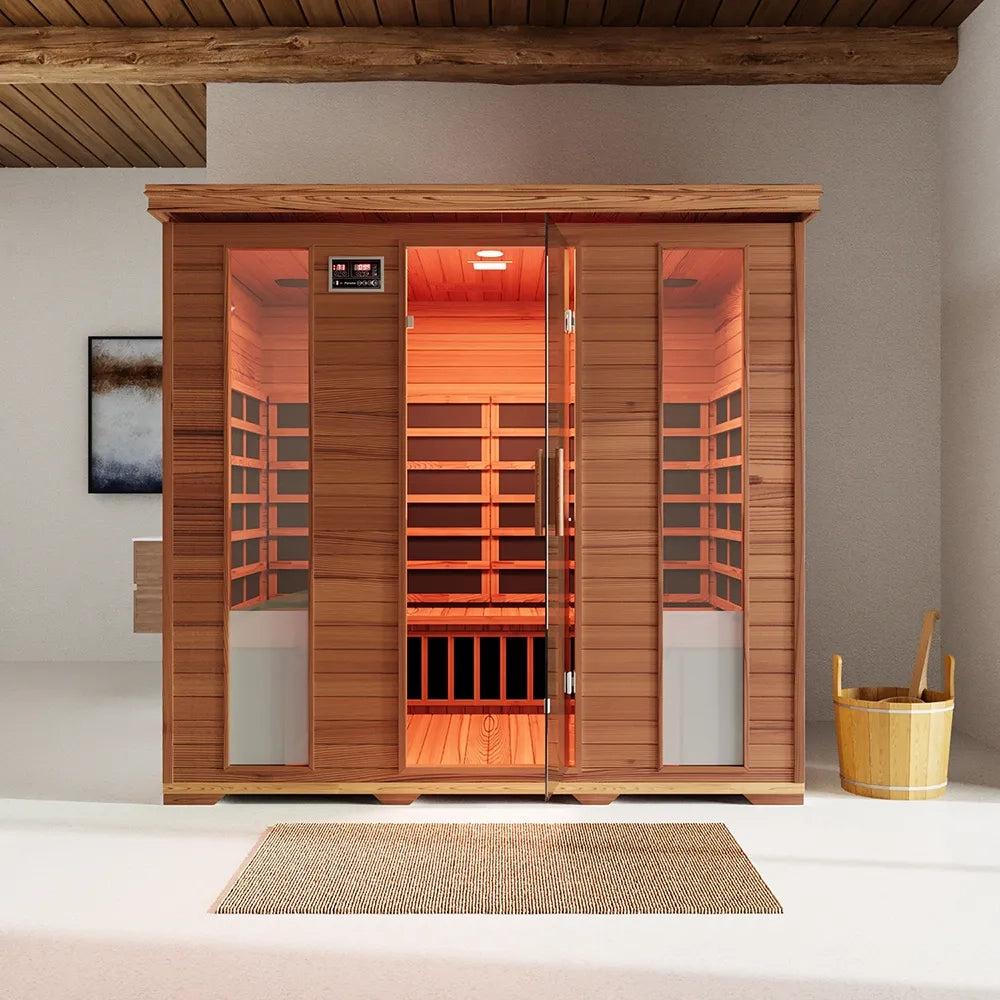 Sauna ad infrarossi 160x210 cm H195 in legno di cedro con radio integrata | Porvoo