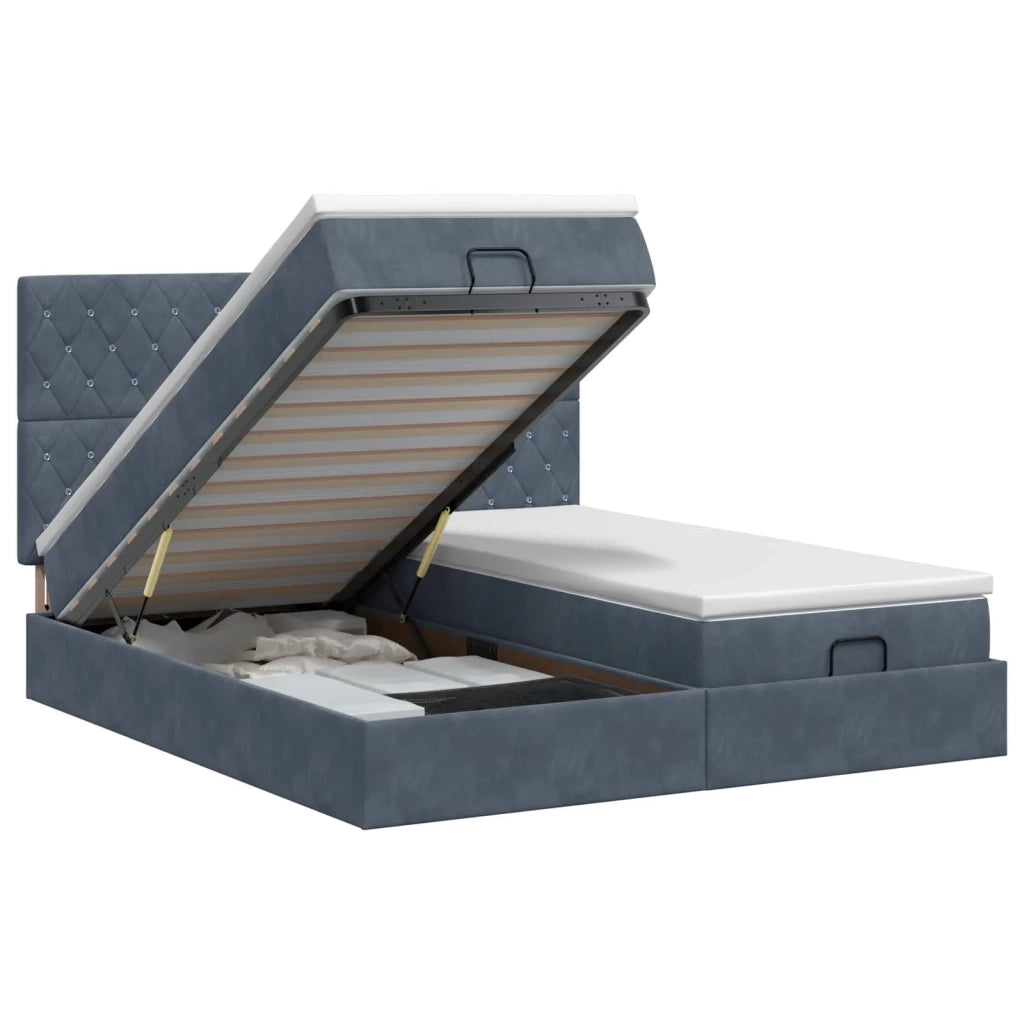 Letto ottomano con materasso 2 pz Grigio Scuro Velluto 3457903