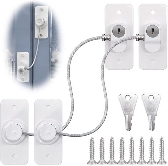 Set di serrature per finestre in PVC a doppio blocco, serrature per protezione finestre bambini, sicurezza con viti, chiave