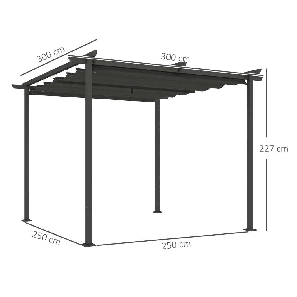 Pergola da Giardino 3x3m ¨C Xylo ¨C Tetto Regolabile Metallo Grigio Antracite