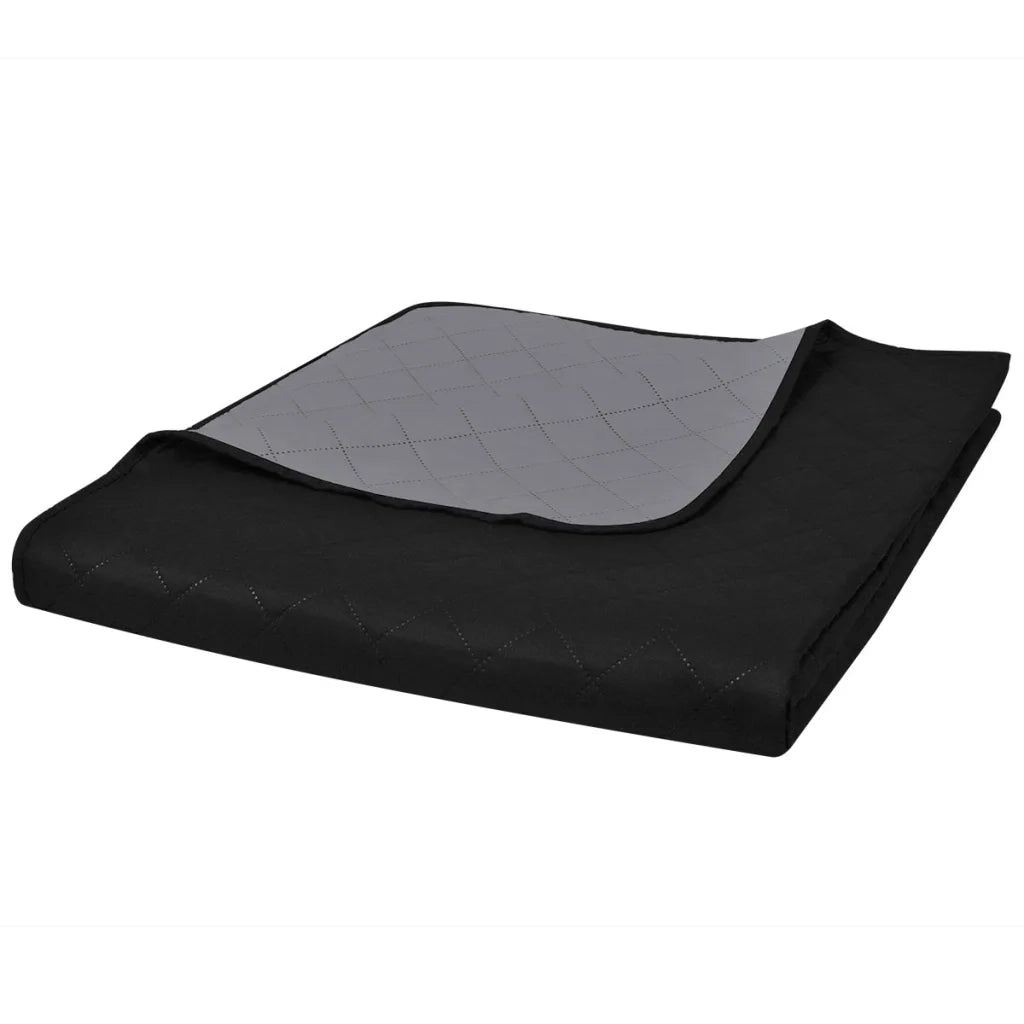 Copriletto Trapuntato a Doppia Faccia Nero/Grigio 220 x 240 cm cod mxl 73543