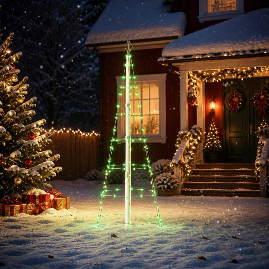 Albero di Natale LED 180 cm 168 LED Multicolore ferro Nero 42050816