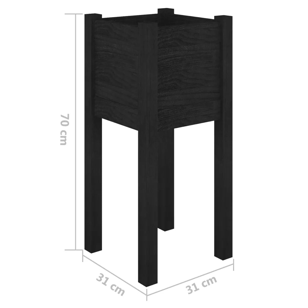 Fioriera da Giardino Nera 31x31x70 cm in Legno Massello di Pino 810787