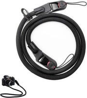 Riem per Fotocamera con Chiusura Rapida e Cavo di Sospensione per SLR, DSLR e Fotocamere Senza Specchio - Nero - 116 cm - Riem per Fotocamera Ergonomico.