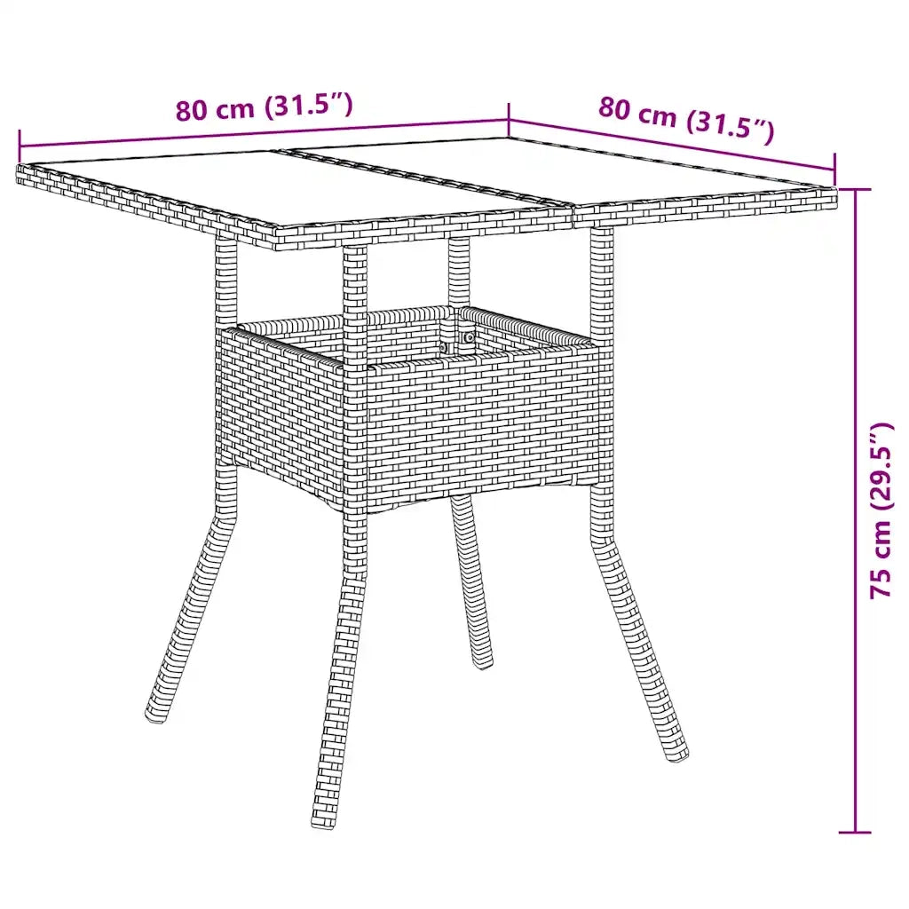 Set Pranzo da Giardino 5 pz | Set Salotto da Giardino con Cuscini Nero Polyrattan Acacia