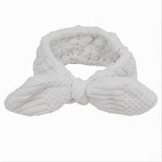 Trade Shop - Fascia Per Capelli Doccia Shampoo Trucco Spugna Con Fiocco Annodato Bianco 79612 -