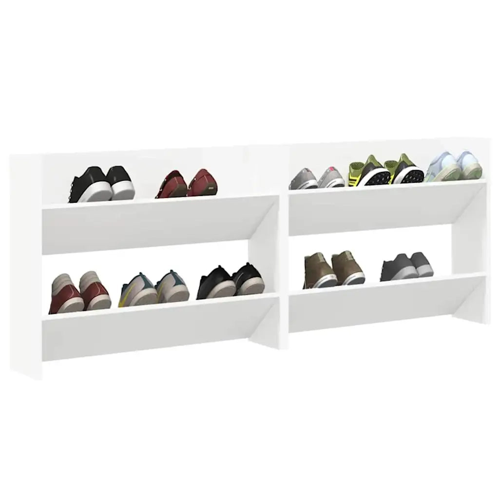 Scarpiere a Muro 2pz Bianche 80x18x60 cm in Legno Multistrato
