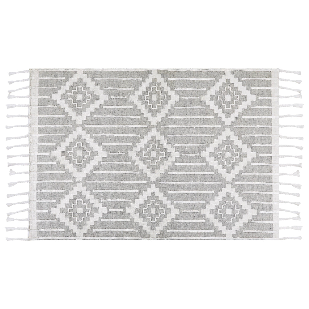 Tappeto grigio e bianco 160 x 230 cm Materiale sintetico Stile indiano per interni e per esterni