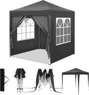 Gazebo Pieghevole da Giardino, Gazebo Impermeabile Pop Up da 2x2m con Pannelli Laterali, Tendone Esterno, Altezza Regolabile, Protezione UV, con Custodia, Antracite