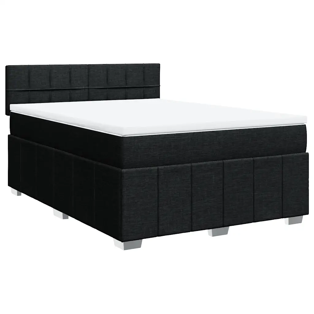 Giroletto a Molle con Materasso Nero 140x200 cm in Tessuto