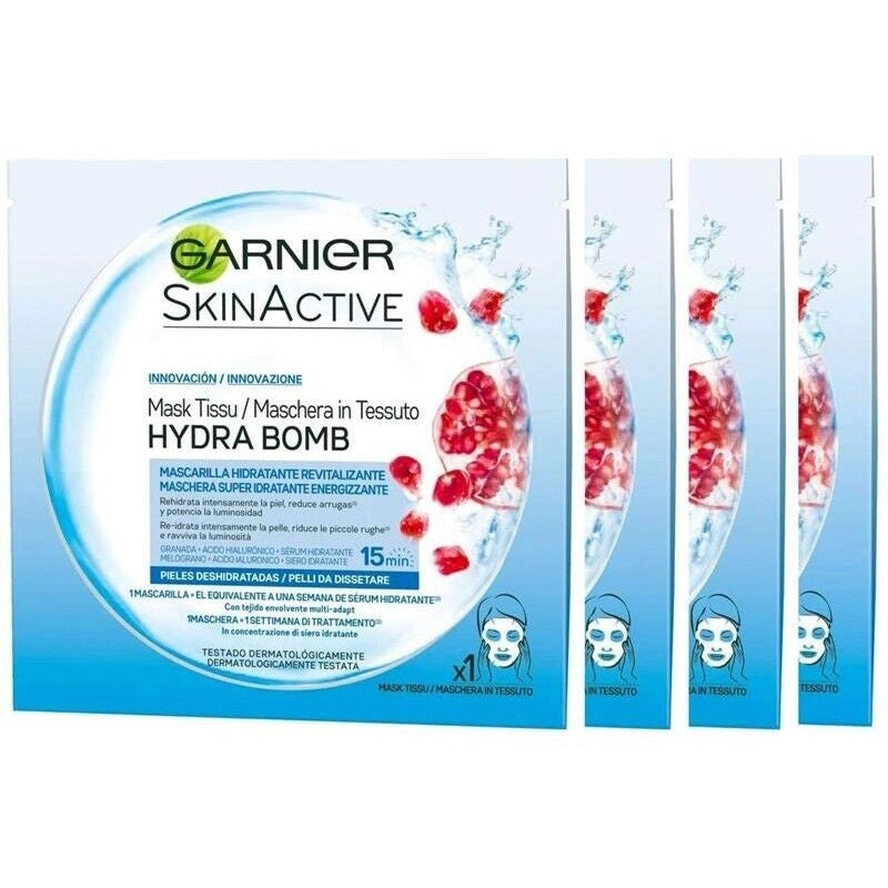 SET 4 MASCHERE IN TESSUTO GARNIER SKIN ACTIVE IDRATANTI ED ENERGIZZANTI