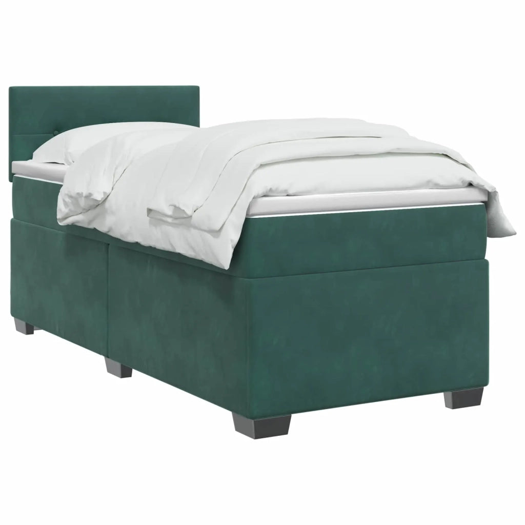 Letto con Box Spring, Materasso e LED Verde Scuro 100 x 200 cm 3452123