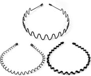 3 x fascie per capelli, fascie metalliche, fascie ondulate, universali, fascia capelluta, fascia antiscivolo per esterno, sport, yoga, trucco (nero)