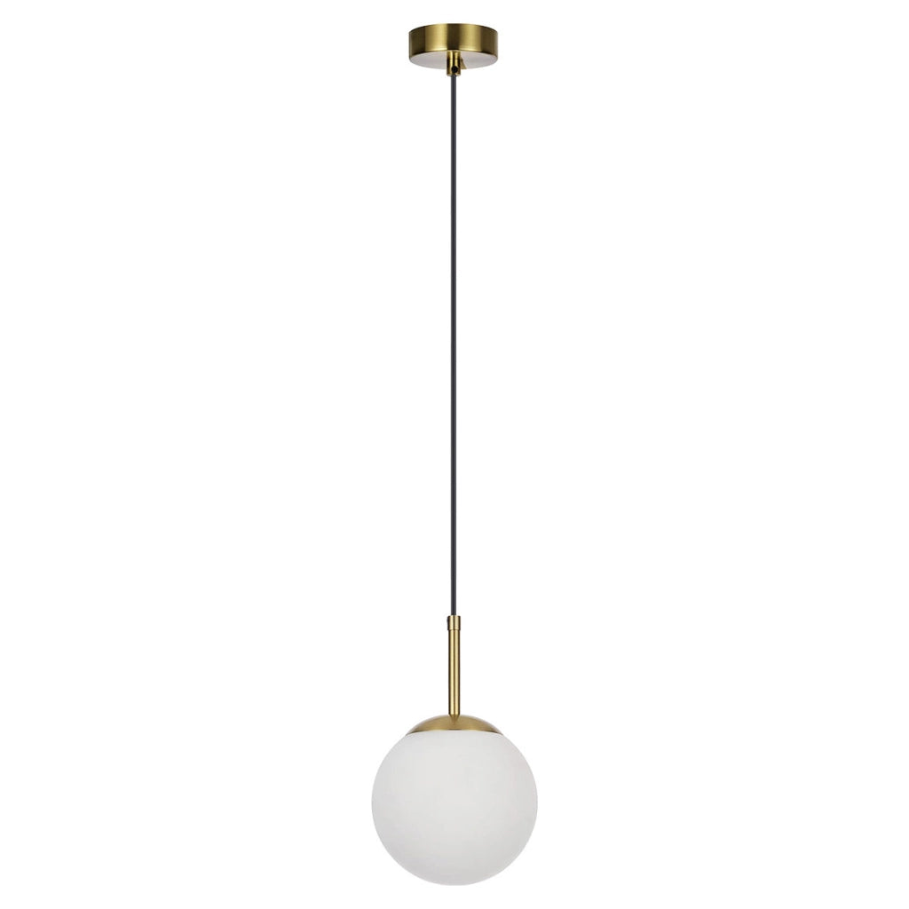 Lampada a sospensione Dorado sfera vetro bianco oro E14