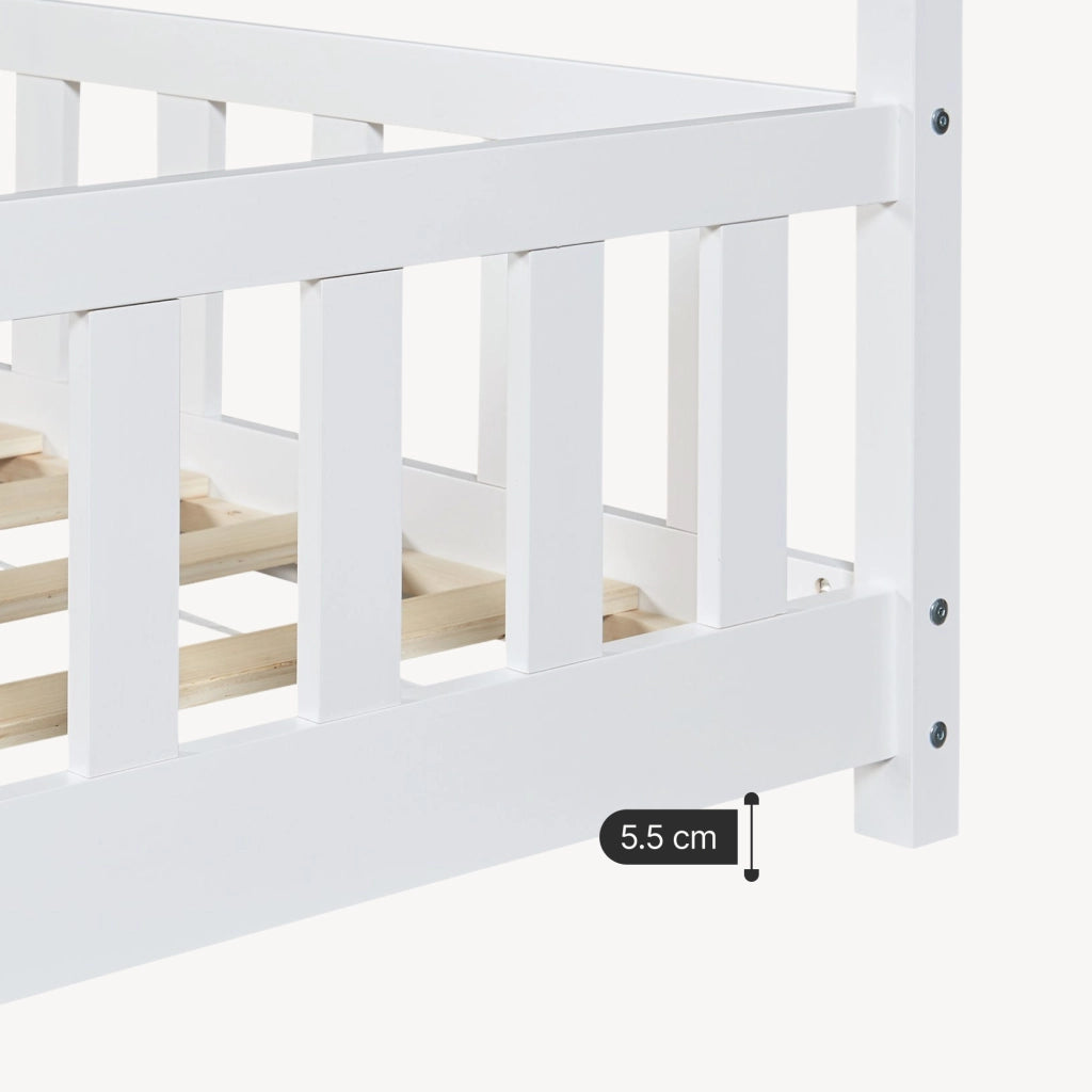 Letto Francese Hesel per Cameretta Forma di Casetta con Materasso 140 x 200 cm Bianco [en.casa]