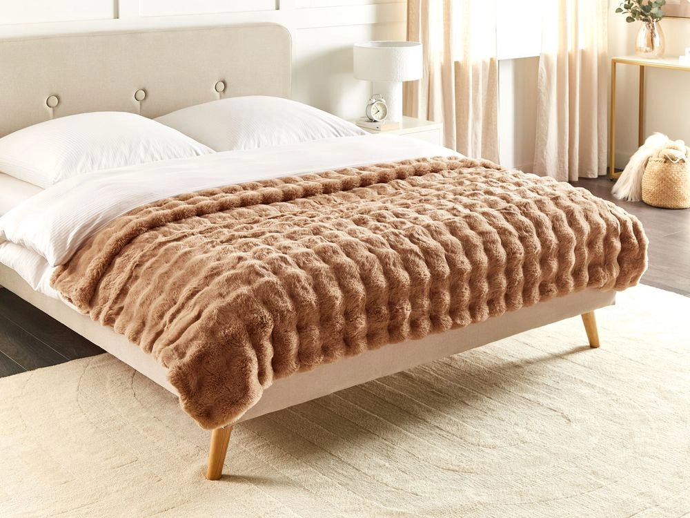 Coperta in finta pelliccia marrone 150 x 200 cm camera da letto