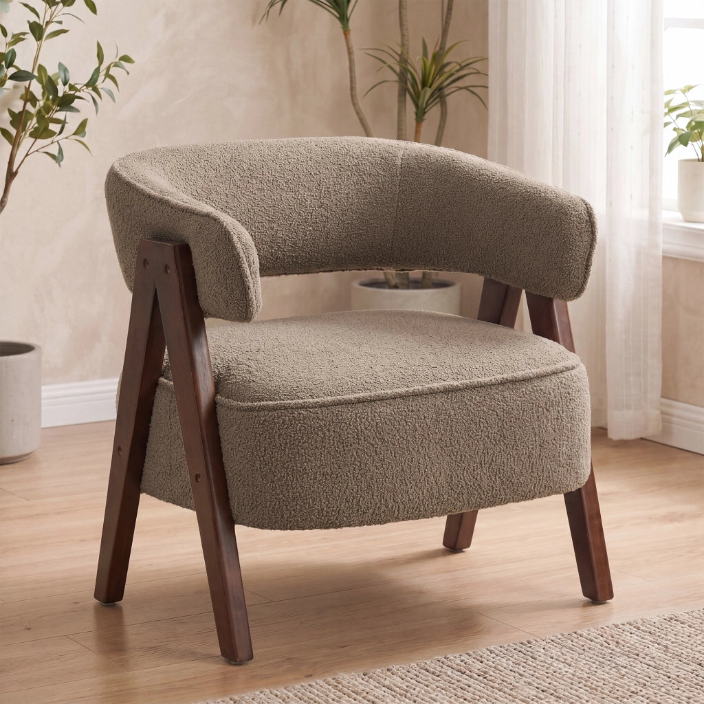 Poltrona in tessuto bouclette ¨C zephmum ¨C 70x64x71 cm, marrone