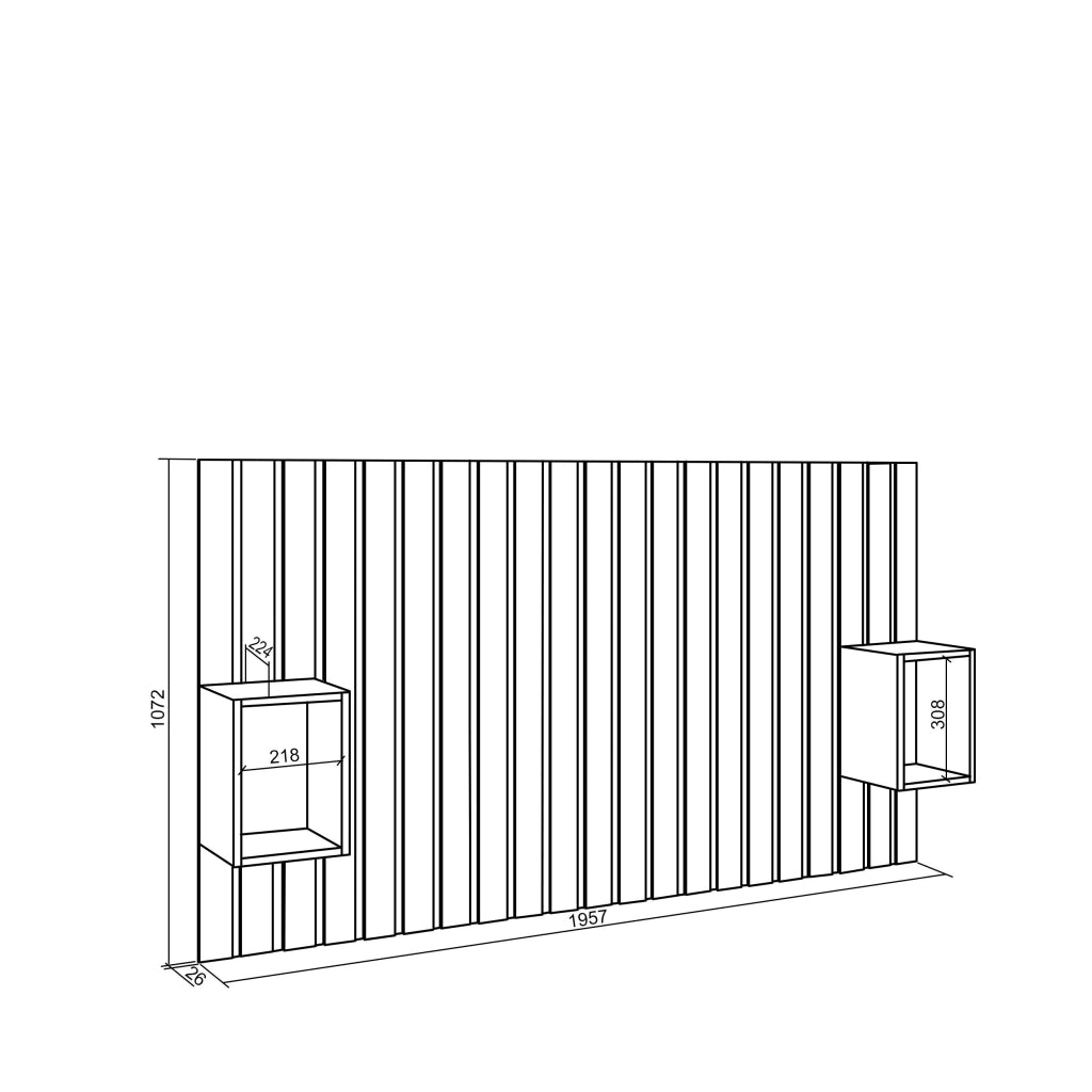Testiera e Comodini, 196x107x3cm, Letto 120,135,140cm, Pannelli, grigio cemento RF3574