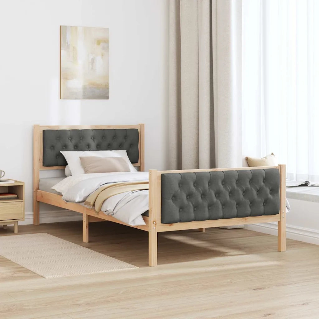 Struttura del letto Grigio scuro 100 x 200 cm Pino massello 878420