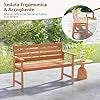 Panchina da Esterno in Legno, Panchina a 2 Posti da Giardino con Sedile a Doghe Traspirante e Schienale Inclinato, Panca per Cortile, Balcone e Giardino, Portata 180 kg