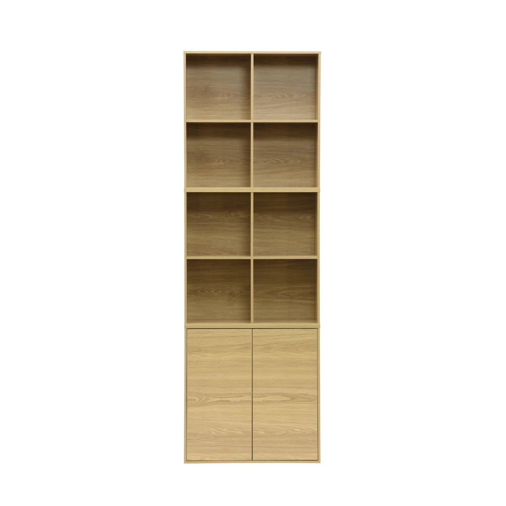 Libreria modulare in legno 3 elementi, 2 ante 8 vani, quercia