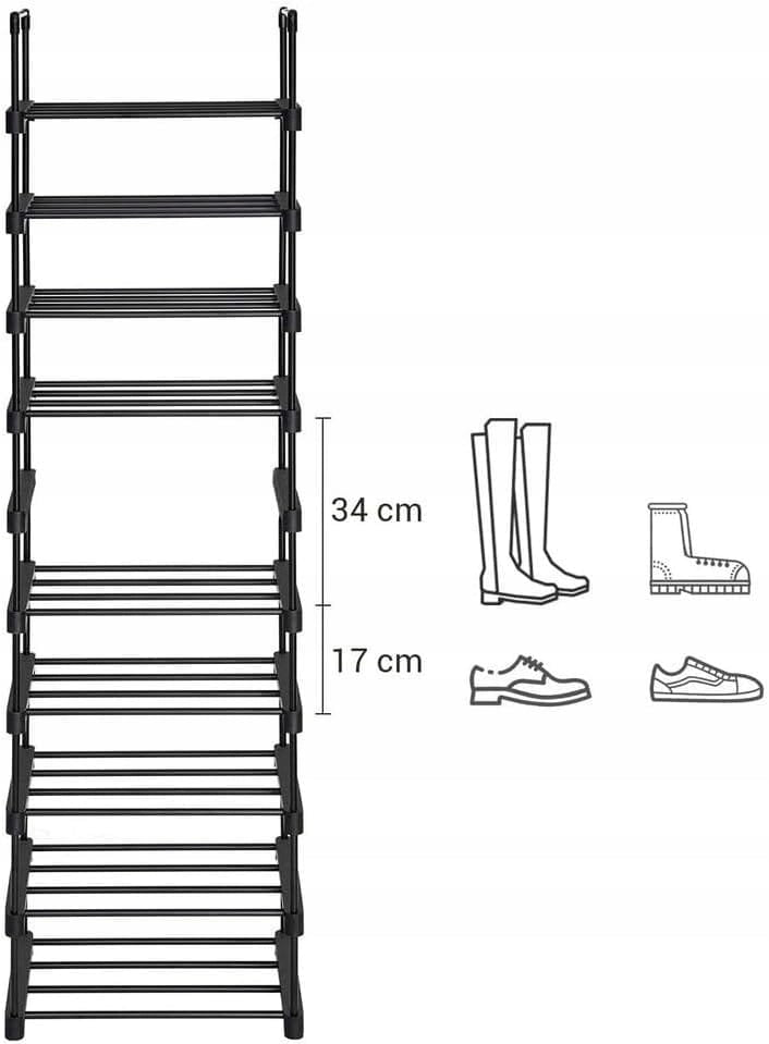 Scarpiera Valora a 10 ripiani, stile loft, colore nero