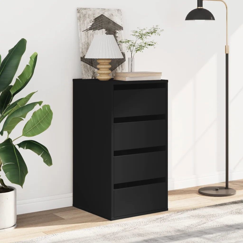 Cassettiera Angolare Nera 40x41x76 cm in Legno Multistrato
