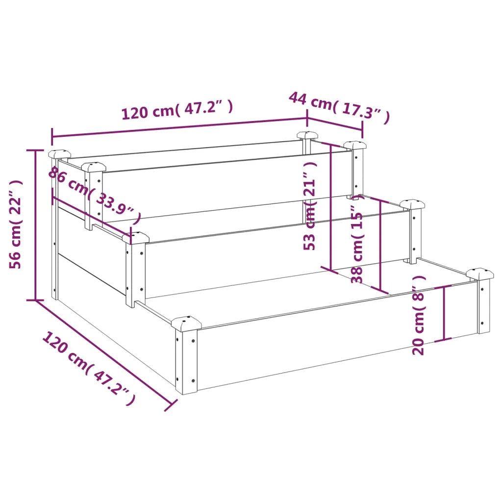 Fioriera | Cassetta per fiori | Vaso Rialzata da Giardino 120x120x56cm Legno Massello Abete