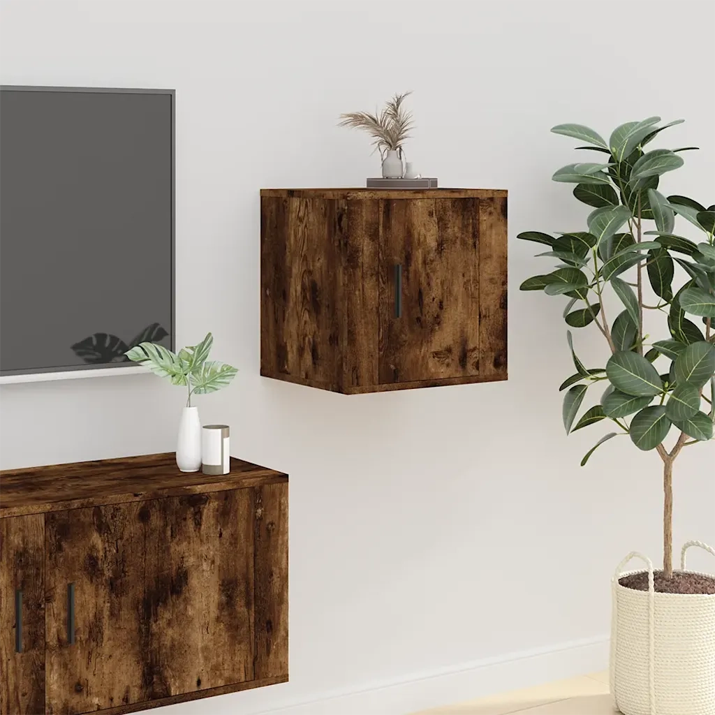 Mobile Porta TV a Parete-Mobile per TV-Credenza TV Rovere Fumo 40x34,5x40 cm