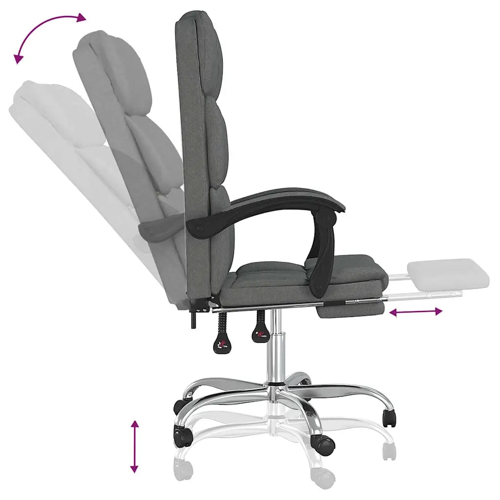 Sedia per studi-Poltrona da Ufficio Reclinabile Grigio Scuro in Tessuto 618396