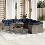 Set Divani da Giardino 11 pz con Cuscini Grigio in Polyrattan 3266881