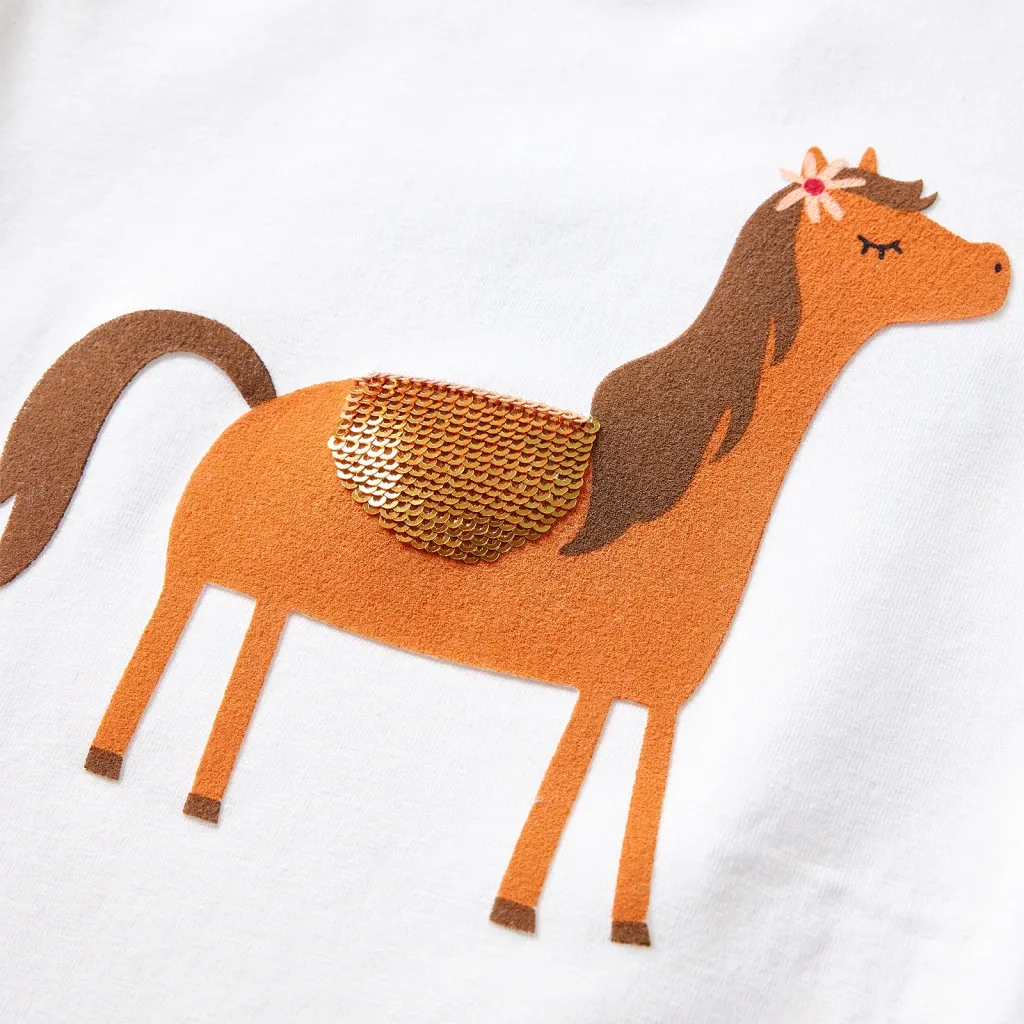 Maglietta per Bambini a Maniche Lunghe Pony Ecrù 104 13625
