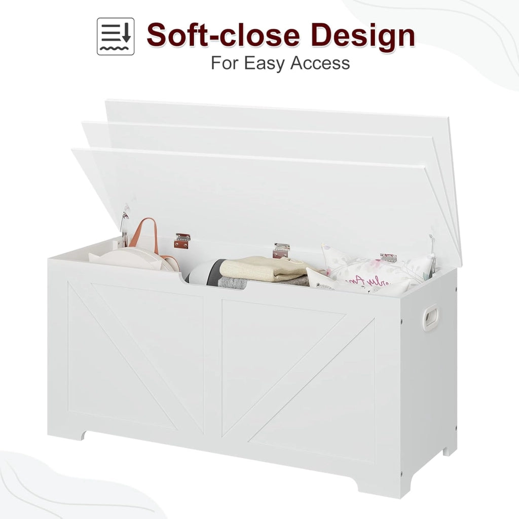 Panca Portaoggetti, Panca Contenitore Ingresso 100x40x47 cm, Cassapanca Contenitore Interno 76 L, Poggiapiedi da Divano, Corridoio, Camera da Letto, Soggiorno, Bianco