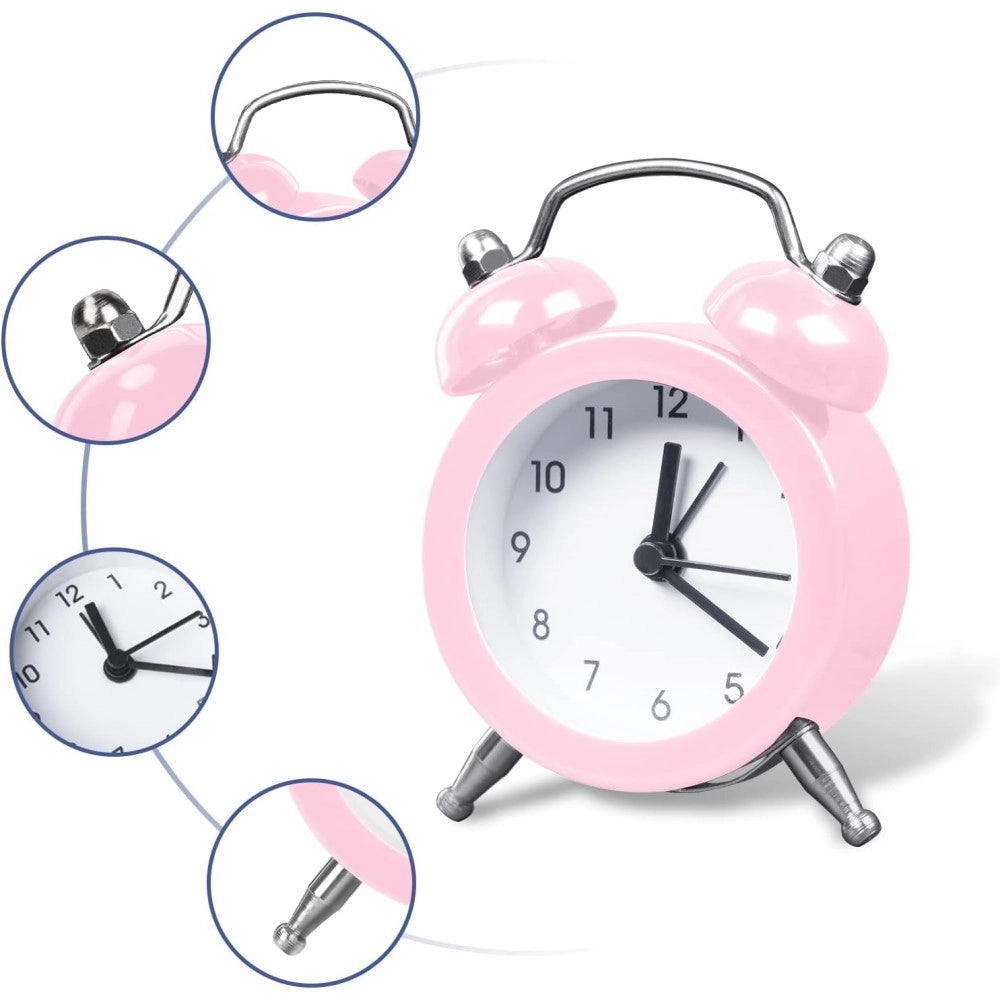 Trade Shop - Mini Sveglia Analogico Da Tavolo Piccola Orologio Allarme Sonoro -