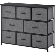 Kommode mit 8 Stoffschubladen und Metallgestell, 100x30x78,5 cm, Dunkelgrau