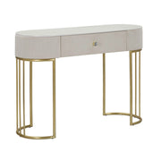 Console Montpellier crema in legno, ferro e tessuto — 100x40x75 cm