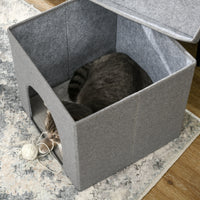 Cuccia per Gatti Pieghevole a Cubo con Cuscino e Tiragraffi 36.5x36.5x36.5 cm Grigio