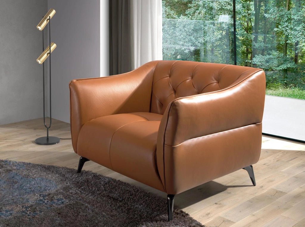Poltrona Chester pelle marrone terracotta