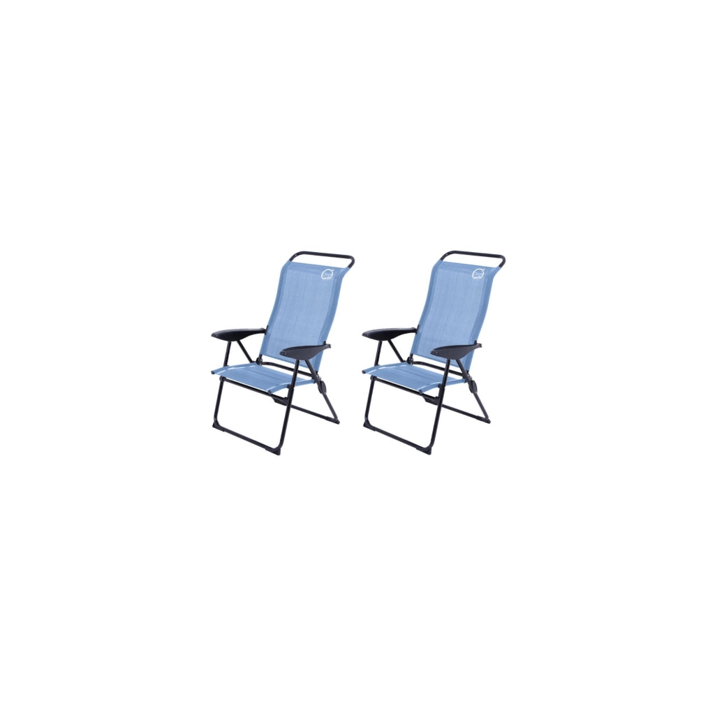 Set di 2 poltrone da campeggio a 5 posizioni - O'Camp - Blu - Dimensioni: 70 x 62 x 105 cm