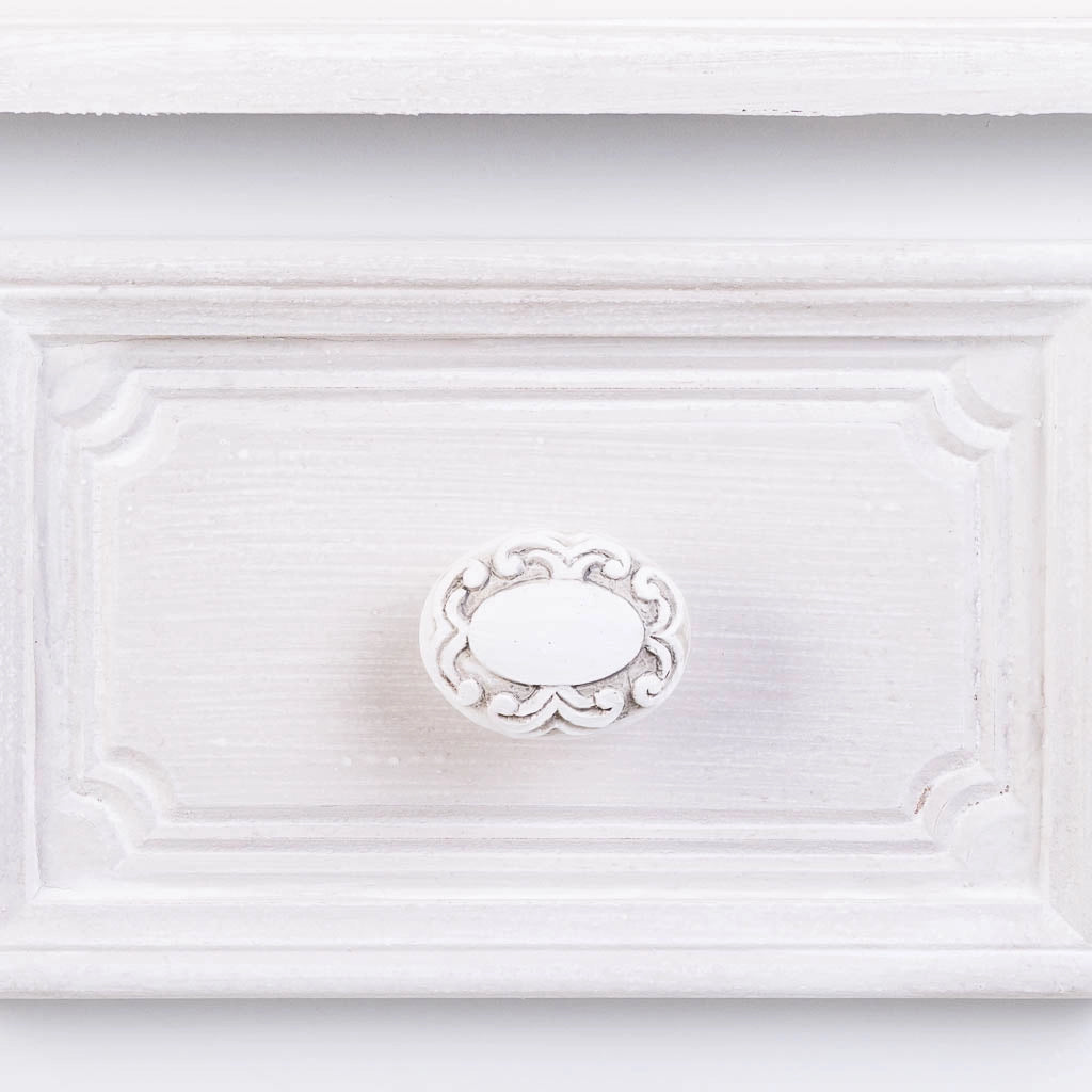 Tavolo in legno con 1 cassetto e 1 ripiano bianco 34x28x71