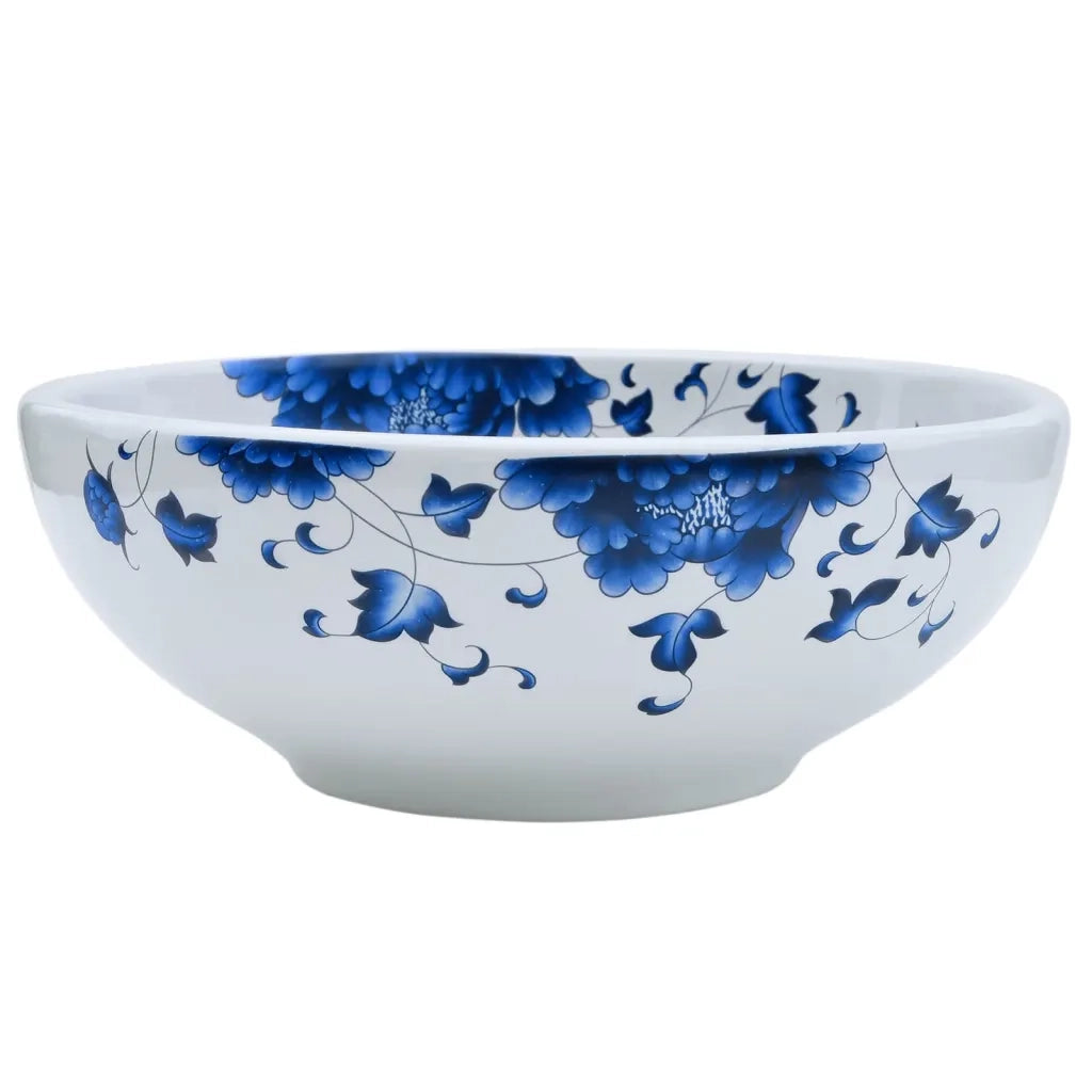 Lavabo da Appoggio Bianco e Blu Rotondo ¦µ41x14 cm Ceramica CFW4767852